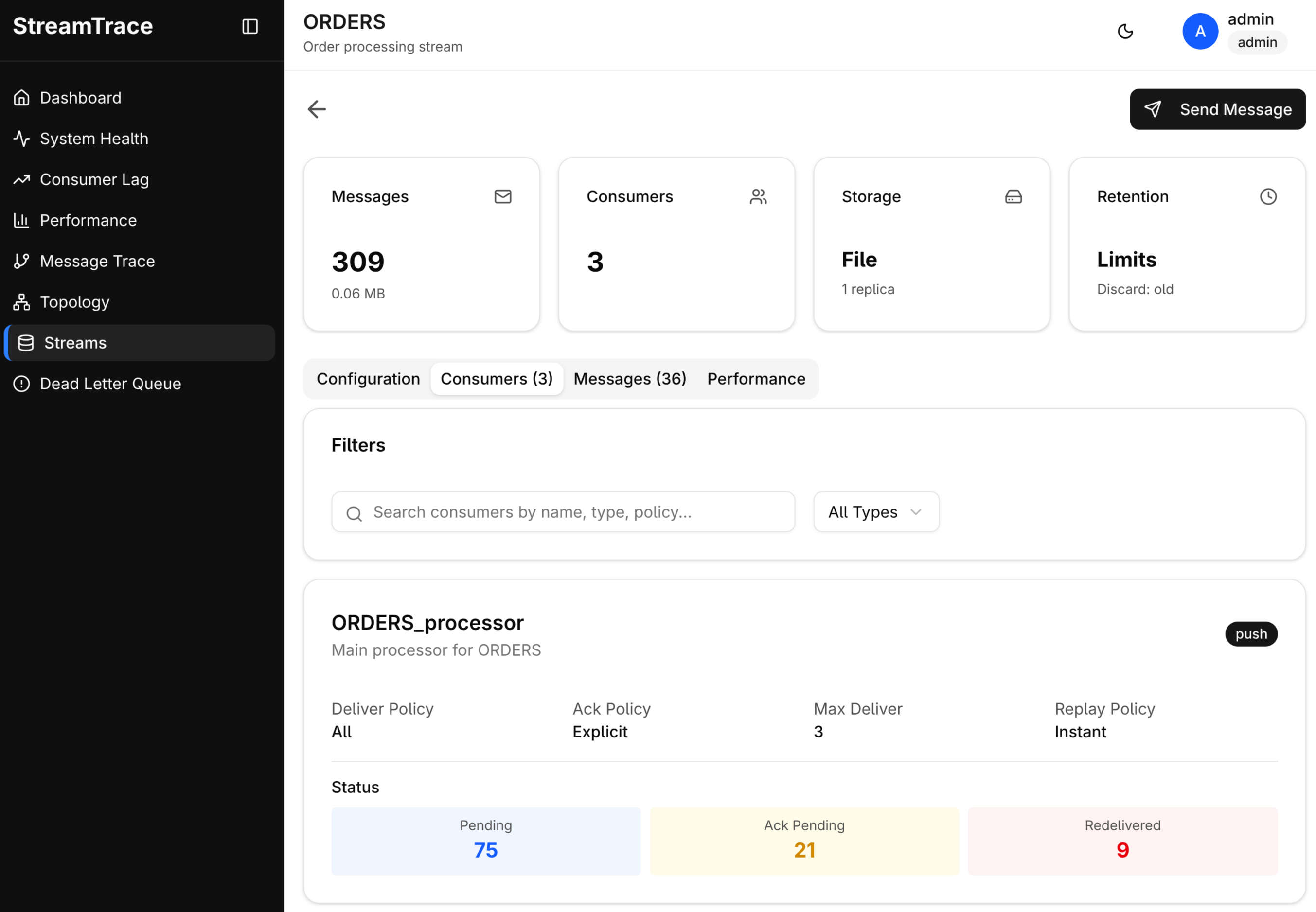 StreamTrace Dashboard